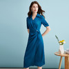 EITIE爱特爱夏季新款通勤OL压褶收腰显瘦气质连衣裙B2407320 商品缩略图2