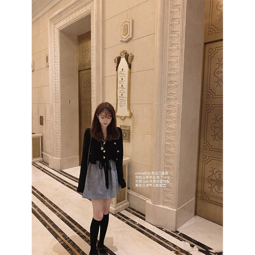 金蘑菇菇 左岸日落三件套/清冷少女毛衣背心短裙时髦小姐姐套装 商品图0
