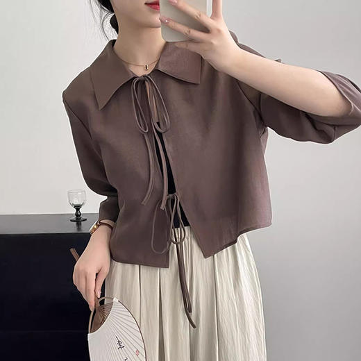 裁缝学苑AQ260新中式国风女装衬衫纸样系带七分袖衬衣上衣样板 商品图4