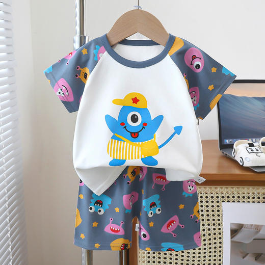 【39.9/2套】儿童短袖套装男孩纯棉夏季宝宝夏装衣服男童短裤服装两件套童装聚 商品图2