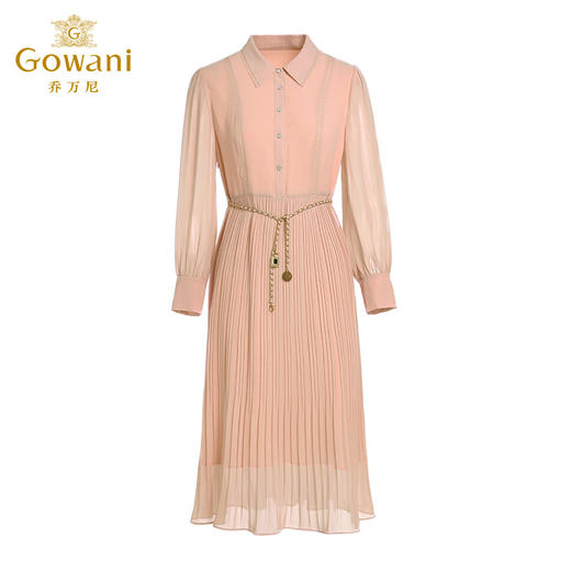 乔万尼春款连衣裙新款长袖收腰百褶长裙EF3E867 商品图8