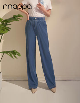 天丝斜纹冷感休闲松紧大阔腿裤PA29280