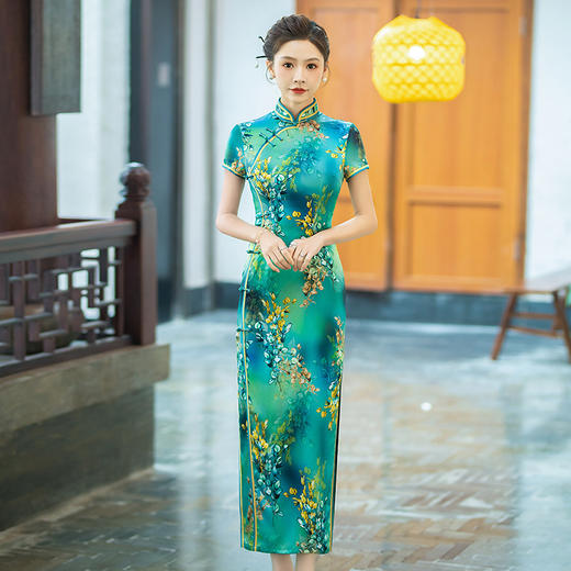 WXG 真丝旗袍日常宴席高端桑蚕丝连衣裙 商品图2