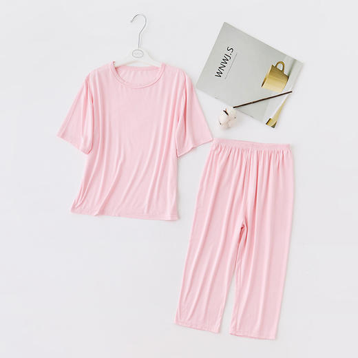 【纯色搭配，也足够惊艳！】新款儿童睡衣中长袖莫代尔家居服，宽松男孩女童宝宝套装薄款空调服-lm！ 商品图7