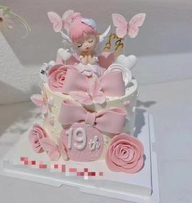 山茶花女孩——翻糖生日蛋糕