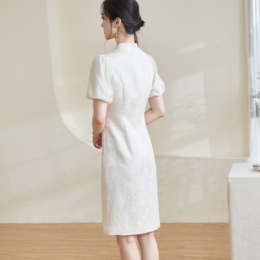 2025夏季新中式提花改良旗袍裙气质开叉连衣裙1474 商品图5