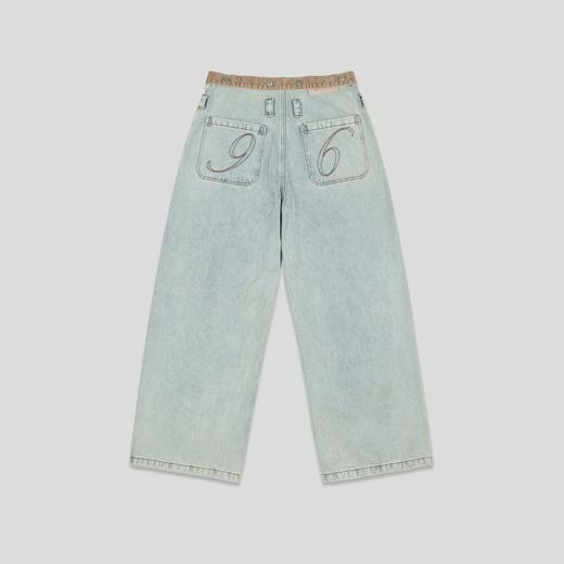 GOODBAI 916 logo绣花腰带可拆水洗阔腿牛仔裤 商品图2