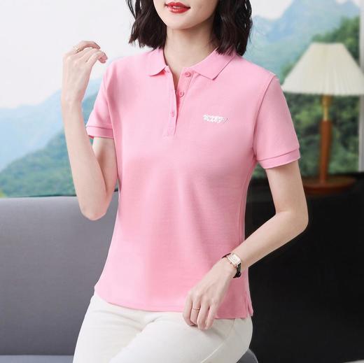 休闲时尚通勤风亮片Polo衫女2024夏季新款套头短袖T恤修身上衣 商品图3