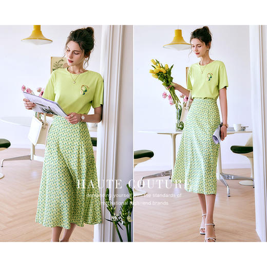 OLrain法式高级穿搭碎花半身裙女夏季2022新款高腰时尚清新a字裙 商品图4