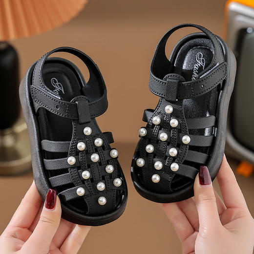 【时尚百搭 舒适防滑】女童凉鞋2024款儿童珍珠防滑软底宝宝女孩可爱公主外穿沙滩凉拖鞋 商品图6