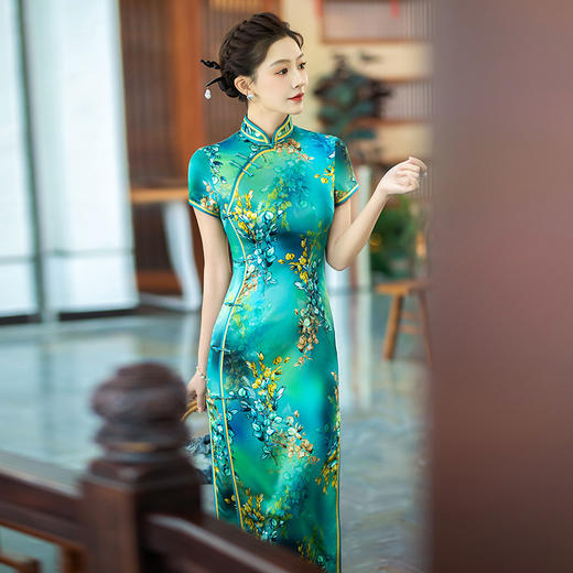 WXG 真丝旗袍日常宴席高端桑蚕丝连衣裙 商品图1