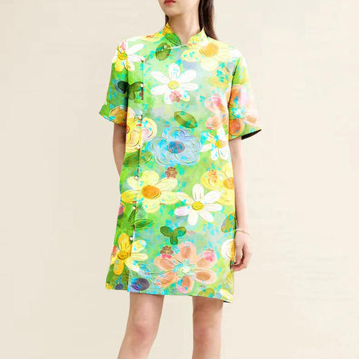 裁缝学苑AQ185 桑蚕丝新中式连衣裙纸样旗袍女装偏襟打版裁剪样板 商品图4