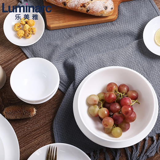 【耐摔耐高温】乐美雅迪瓦丽钢化玻璃白玉瓷餐具米饭碗面碗汤碗沙拉碗家用10件套 商品图2