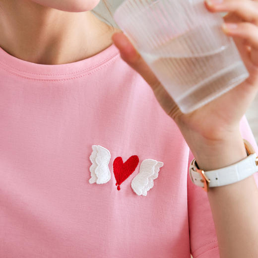 OLrain法式高级穿搭粉色t恤女夏季2022新款宽松薄款显瘦短袖上衣 商品图4