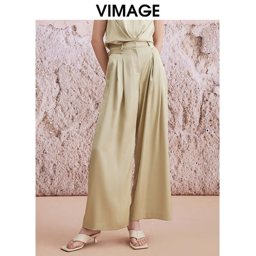VIMAGE纬漫纪夏季新款高腰阔腿休闲百搭显瘦长裤V2105713 商品图0