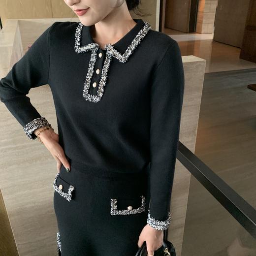 欧芮儿春新款两减套小香风时尚套女长袖上衣+显瘦半身裙 商品图3