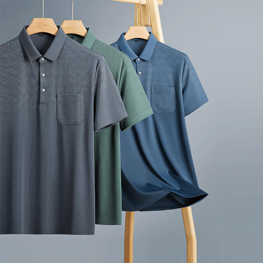 【Q】【新款DPF】大依优型大码短袖Polo衫口袋翻领加肥加大男装大号大码上衣男士休闲半袖夏季 商品图0