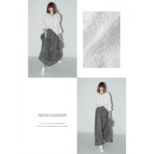 COCOBELLA肌理感泡泡皱莱赛尔遮阳白衬衫OL小立领衬衣SR0013 商品图2