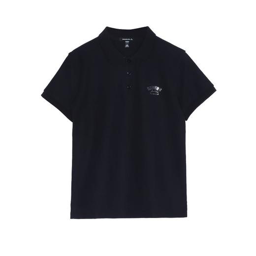 休闲时尚通勤风修身Polo衫短袖T恤女2024夏季新款亮片翻领棉上衣 商品图4