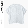 PINLI品立2024夏季新款国潮宽松无领短袖衬衫男士连肩袖休闲衬衣B242113049 商品缩略图4