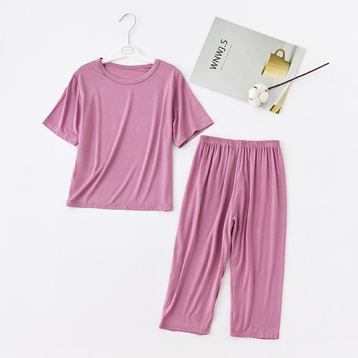 【纯色搭配，也足够惊艳！】新款儿童睡衣中长袖莫代尔家居服，宽松男孩女童宝宝套装薄款空调服-lm！ 商品图11