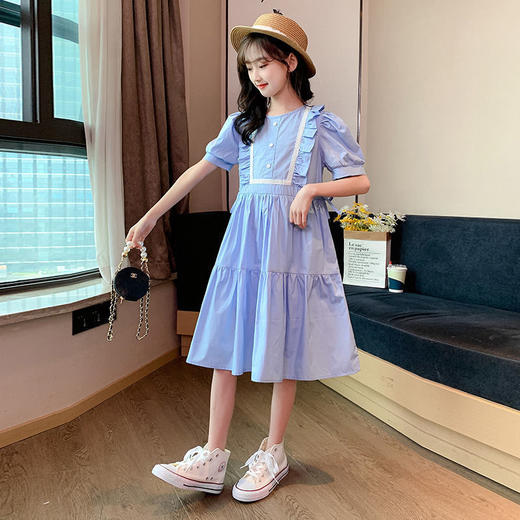 【时尚必备，气质灵动！】女童连衣裙夏薄款儿童公主裙，洋气宝宝女孩裙子女大童夏装-QQ 商品图1