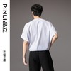 PINLI品立2024夏季新款国潮宽松无领短袖衬衫男士连肩袖休闲衬衣B242113049 商品缩略图3