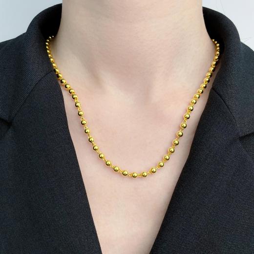 【限时克减150元】足金999.9 光珠链纯光珠(约3.6-4mm)纯圆珠链项链佛珠项链(XL00003-01)预售产品下单后不退款不退货不换货不补差价 商品图2