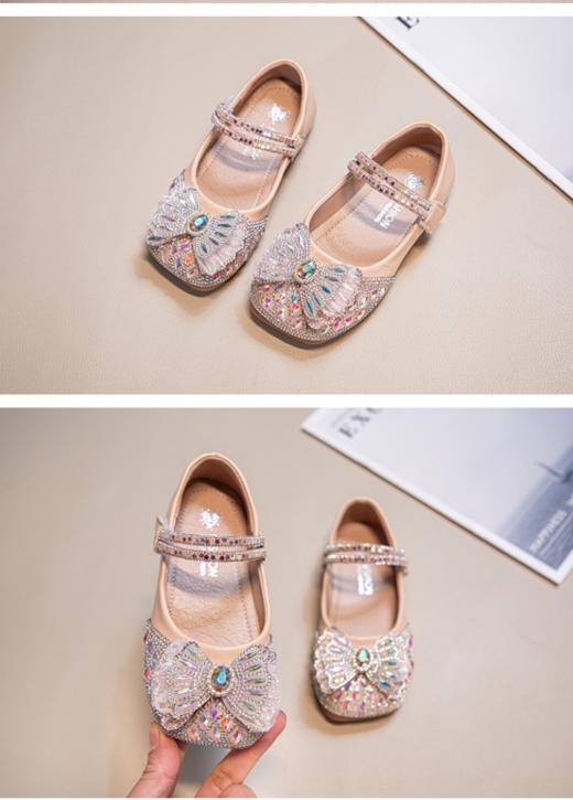 💯【岁愿水钻蝴蝶结软底单鞋公主鞋SY-61款】👍鞋面上的蝴蝶结装饰，🌹穿出女孩的甜美俏皮感。🌟鞋面材质光滑时尚，✅穿着舒适不闷脚。👍 商品图2