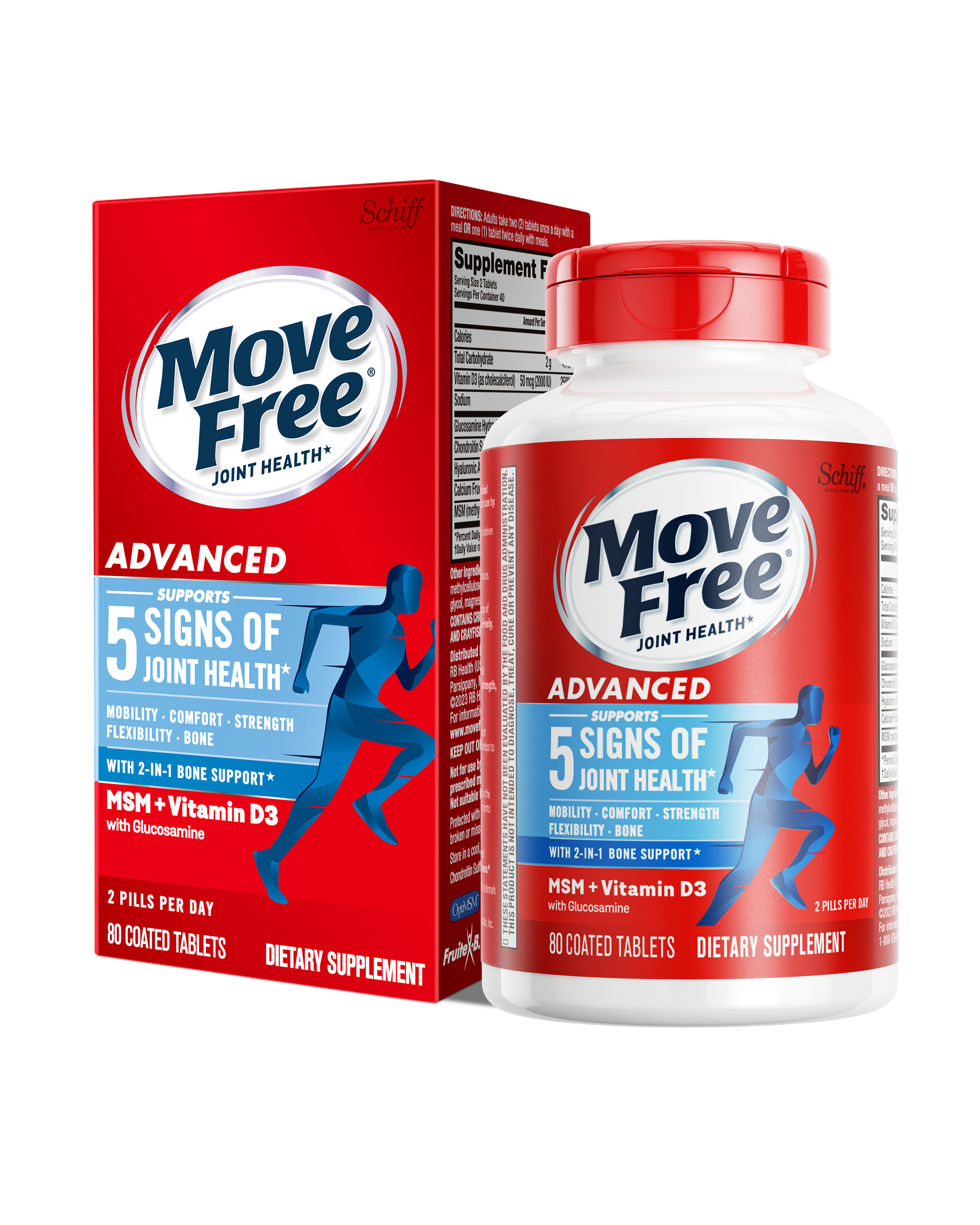 Move Free维骨力氨糖软骨素 蓝瓶80粒