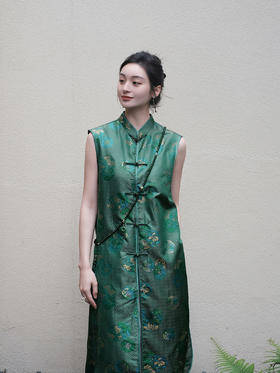 盛唐婧 |限量款/真丝宋锦梅兰竹菊四君子长款马甲