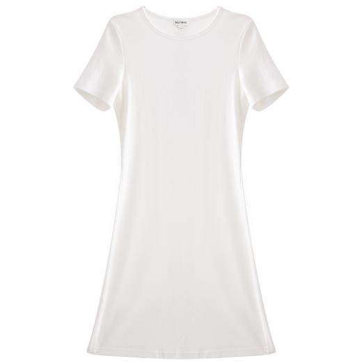 SELFWHO 白色T恤裙2024新款夏季简约圆领百搭柔软抗菌舒适连衣裙 商品图4