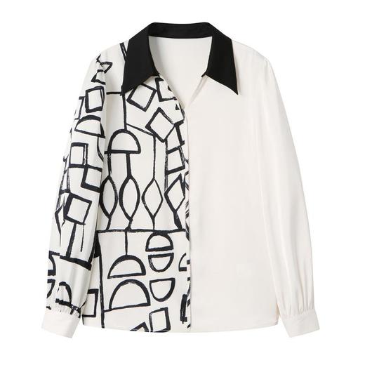 印花雪纺衫女上衣2024春装新款大码洋气小衫长袖女衬衣0599 商品图4