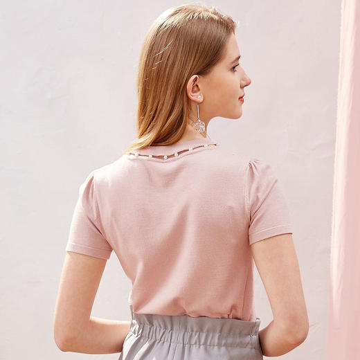 OLrain法式针织衫女夏季2022修身镂空甜美套头衫 商品图2