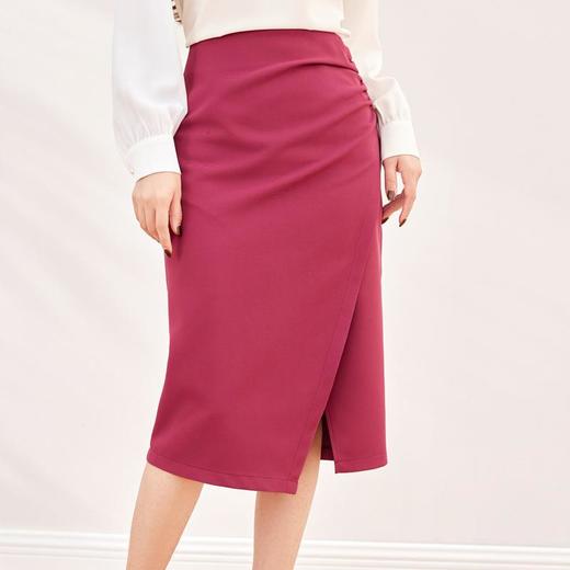 压褶不规则开??半身裙2024春装新款显瘦中长裙直筒裙6507 商品图1