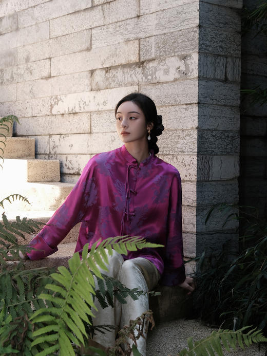 盛唐婧 |桑蚕丝火凤凰紫外套 商品图10
