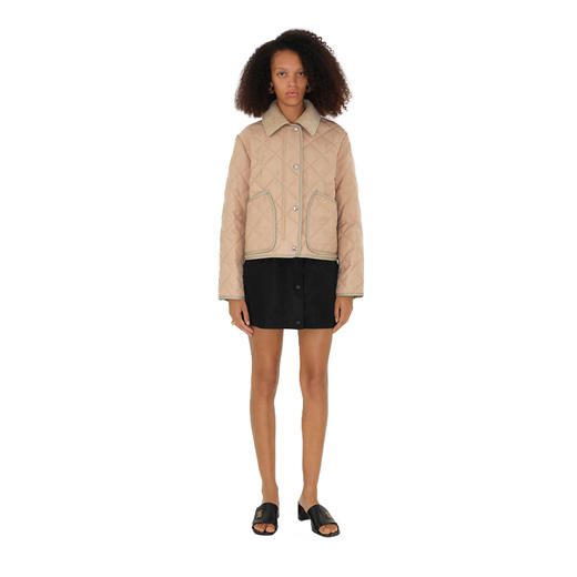 BURBERRY 巴宝莉 女士短款绗缝调温谷仓夹克棉服 黄褐色 8078520 A7405 商品图1
