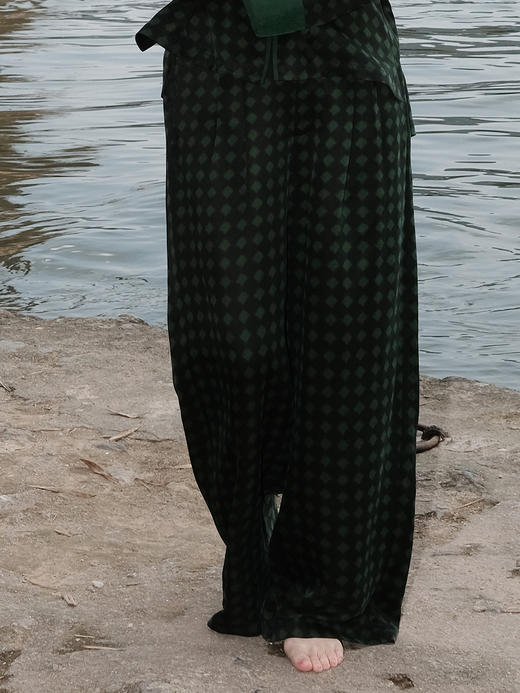 盛唐婧 |真丝重缎香云纱阔腿裤 商品图0