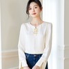 国风盘扣圆领提花雪纺衫2024春装新款洋气小衫女衬衣0586 商品缩略图2