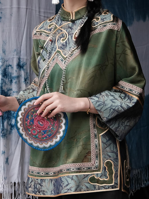 盛唐婧 |高货/重缎真丝香云纱竹纹外套[特价品] 商品图1