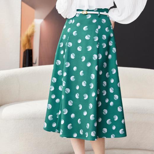 波点半身裙女2024春装新款中长款A字裙大摆裙气质伞裙1779 商品图0