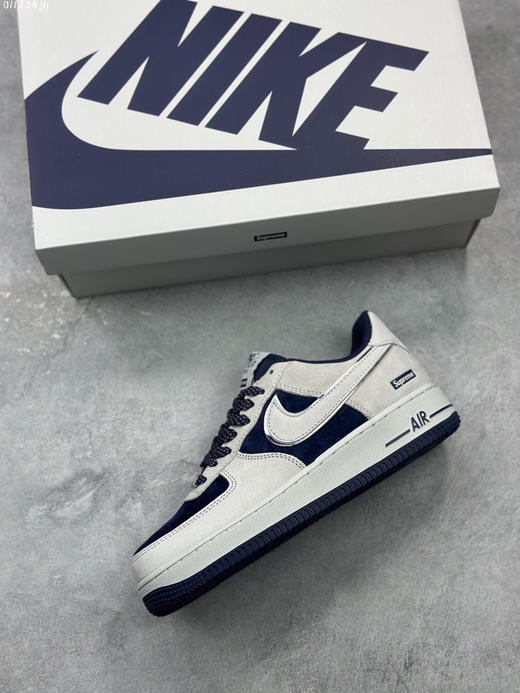 夏日特惠💰460 海外限量发售 公司级 Nike Air Force 1 07 Low “灰深蓝”全麂皮supreme联名秋冬 空军一号低帮休闲板鞋 商品图2