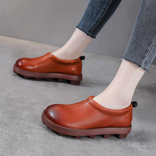 YR 1787头层牛皮复古乐福鞋单鞋真皮一脚蹬软底休闲鞋 商品图1