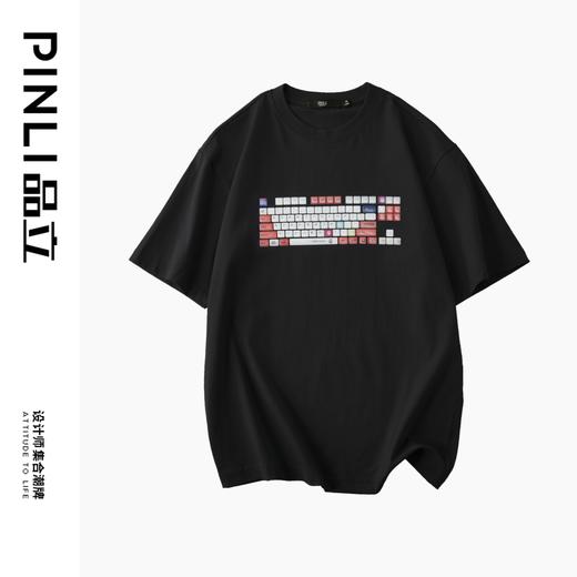 PINLI品立2024夏季新款男士青年圆领印花短袖T恤上衣BG242111043 商品图5