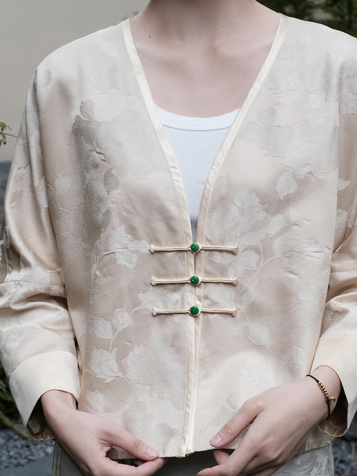 盛唐婧 |真丝缎提花花罗小外套 商品图6