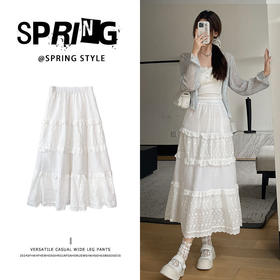 「不挑身材！显高显瘦」白色蛋糕裙女半身裙春夏秋2024年新款高腰a字芭蕾风气质蓬蓬长裙下装