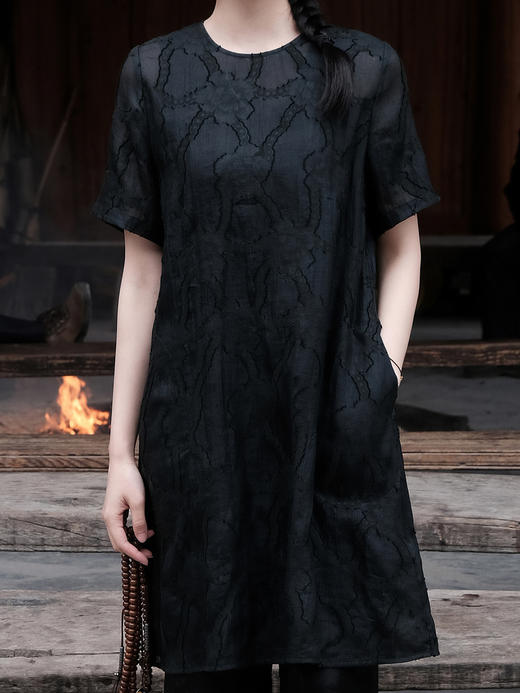 盛唐婧 |真丝香云纱花罗连衣裙 商品图1