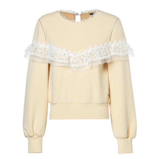 蕾丝拼接珠绣套头上衣早秋设计感卫衣女MS88TP540Y10 商品图4