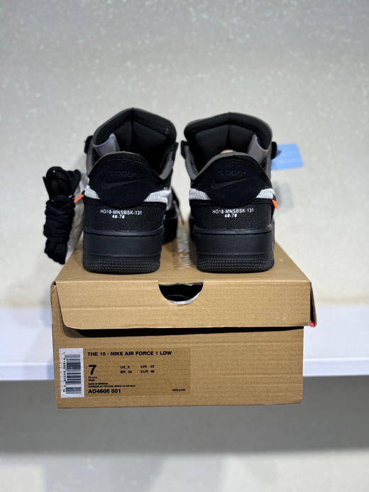 夏日特惠💰360 OFF-WHITE x Nike Air Force1 Low Black White 2.0 联名潮流款 空军一号低帮防滑休闲板鞋 男女同款 商品图4