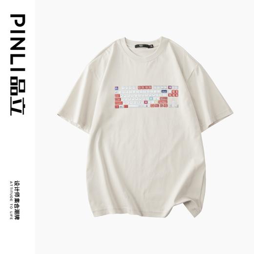 PINLI品立2024夏季新款男士青年圆领印花短袖T恤上衣BG242111043 商品图4